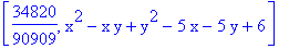 [34820/90909, x^2-x*y+y^2-5*x-5*y+6]